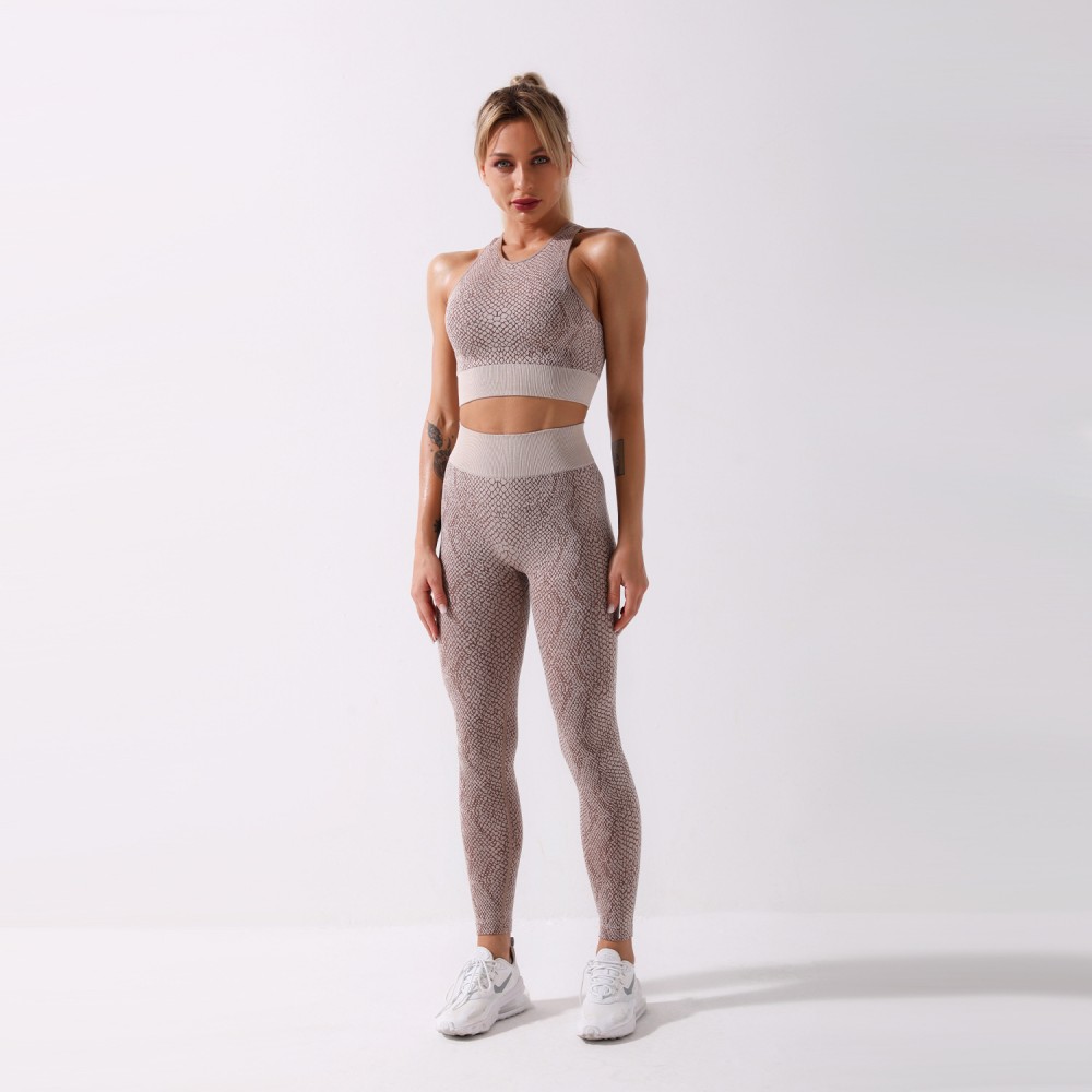 Shark knitted Amazon seamless yoga suit, snake sports bra fitness high-waisted trousers woman 