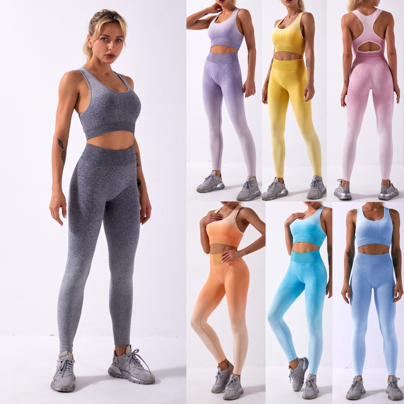 Shark Knit Aybl Bra Pants, tie-dyed gradient seamless yoga suit fall/winter women workout