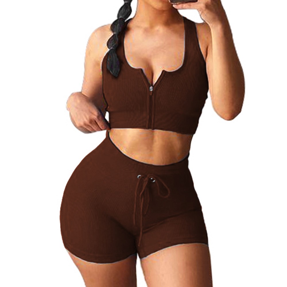  seamless exercise yoga bodysuit, high-necked vest shorts piano line exercise set new women 