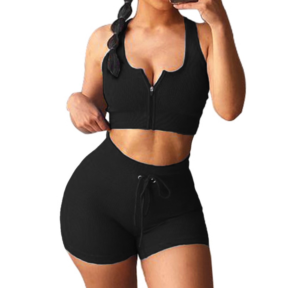  seamless exercise yoga bodysuit, high-necked vest shorts piano line exercise set new women 