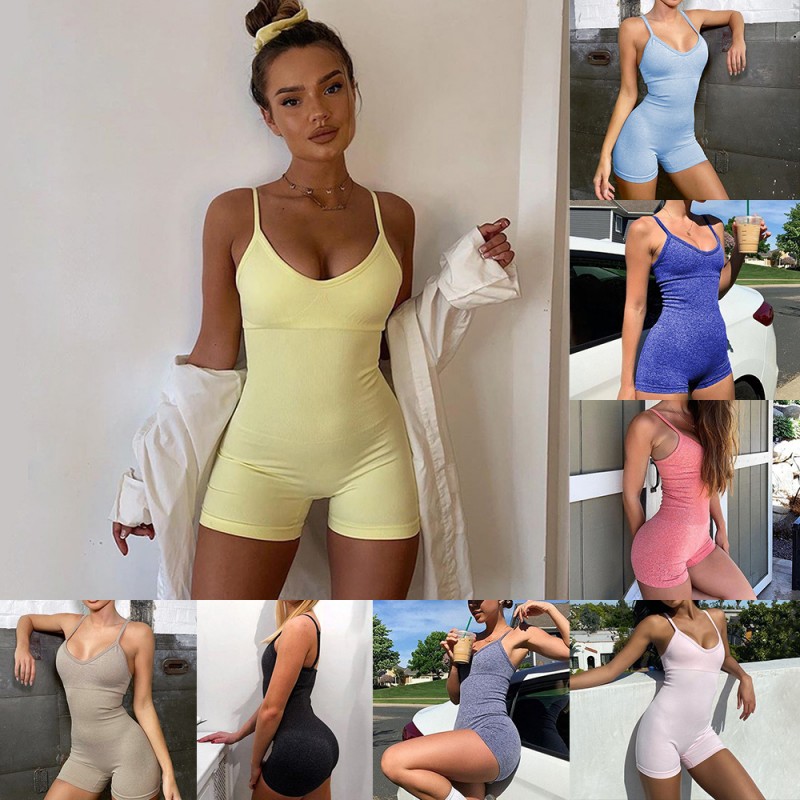 Shark Knitting Europe and the United States seamless sports and fitness Onesie, high-elastic strapping body yoga suit