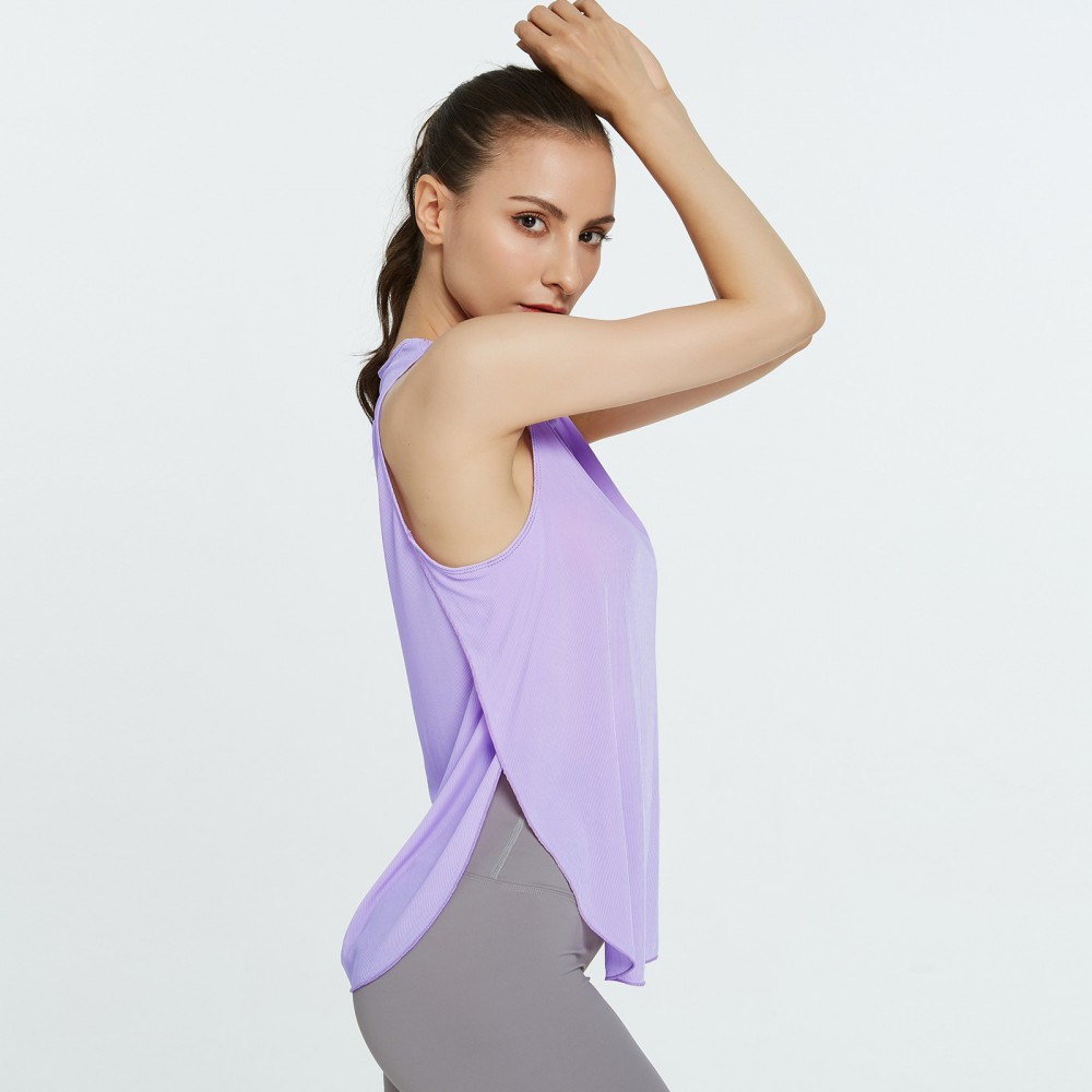 New Spring and summer new pure-color loose yoga vest blouse pullover head quick-dry exercise jacket lady 
