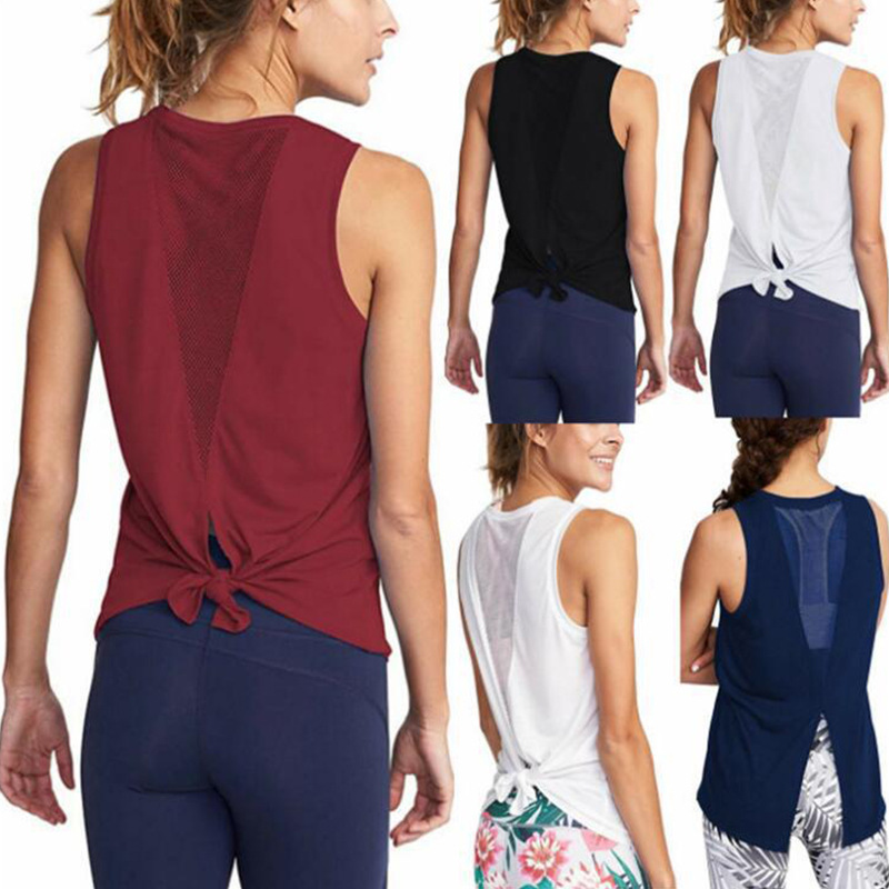 New Spring and summer new pure-color loose yoga vest blouse pullover head quick-dry exercise jacket lady