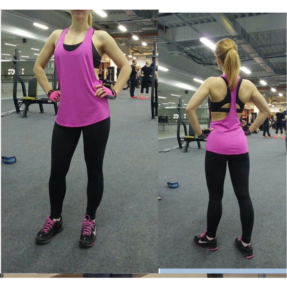 New Spring and summer new pure-color loose yoga vest blouse pullover head quick-dry exercise jacket lady 