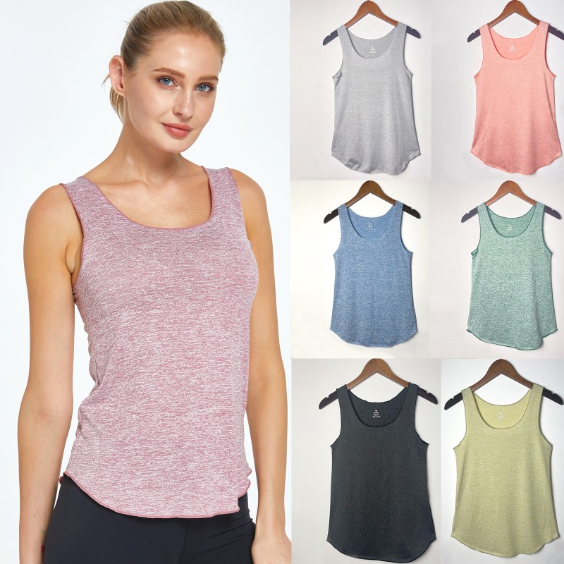 New Spring and summer new pure-color loose yoga vest blouse pullover head quick-dry exercise jacket lady