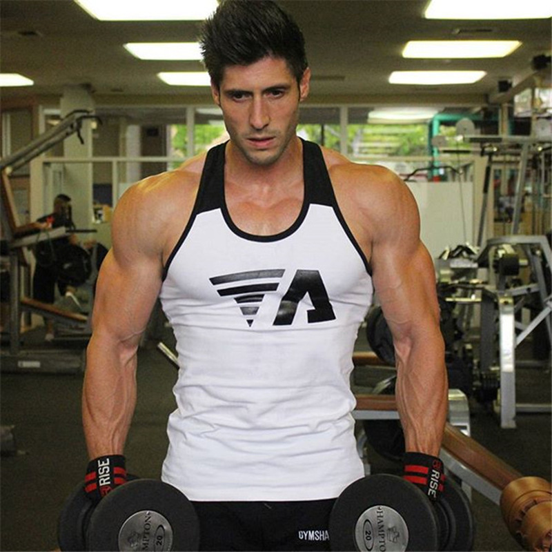 Muscle vest, sports basketball sleeveless cotton stretch vest for men, printed patchwork vest man
