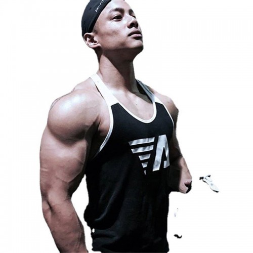 Muscle vest, sports basketball sleeveless cotton stretch vest for men, printed patchwork vest man