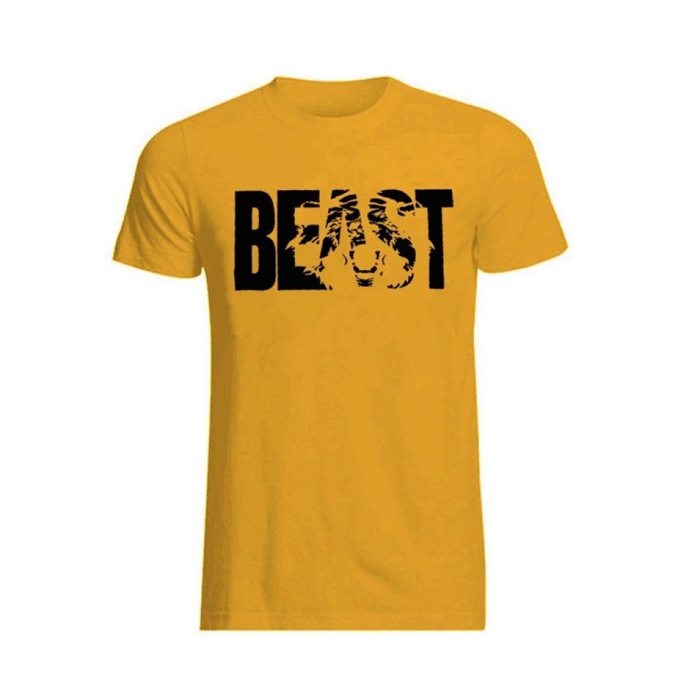 n and European men’s fitness campaign beast print beast round collar, pure cotton muscle t shirt 