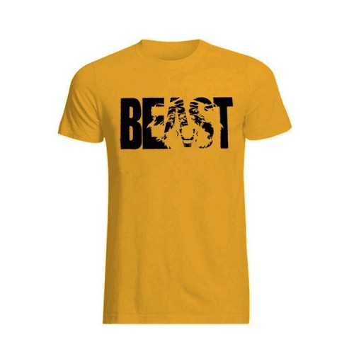 n and European men’s fitness campaign beast print beast round collar, pure cotton muscle t shirt