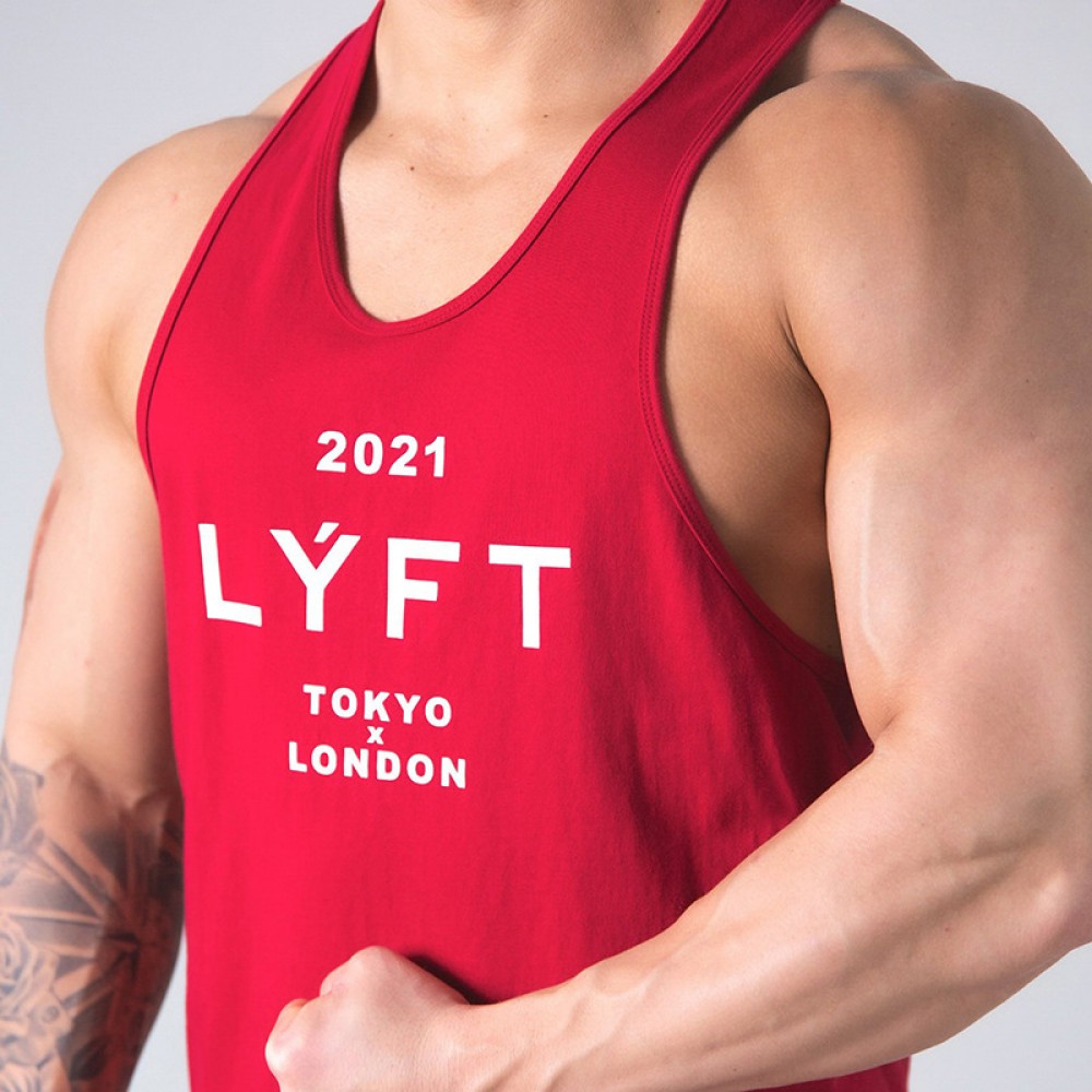 LYFT fitness vest tailored to fit men sports trend summer cotton sleeveless waistband Amazon 