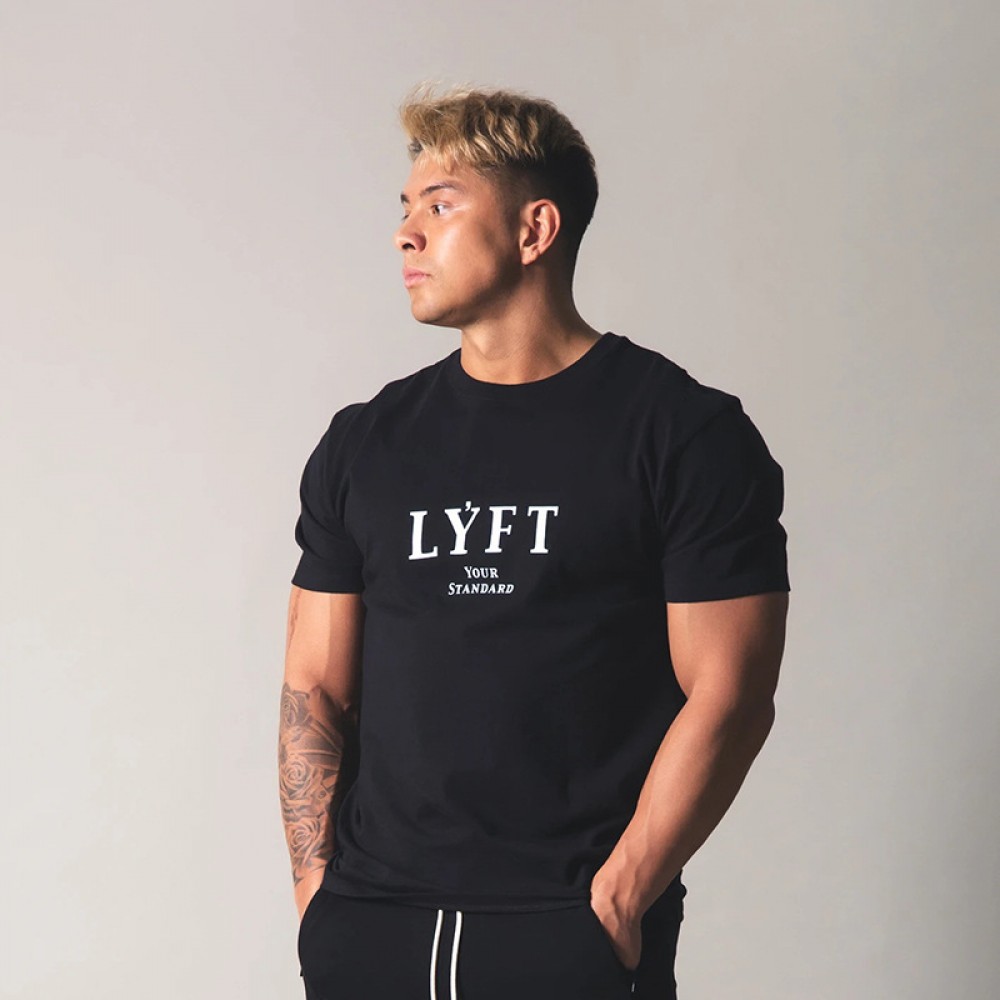 New Muscle sports men’s t-shirt spring round collar fashion cotton running fitness short sleeve wholesale 