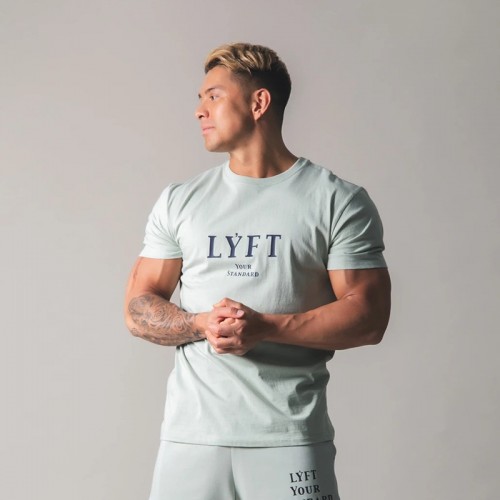 New Muscle sports men’s t-shirt spring round collar fashion cotton running fitness short sleeve wholesale 